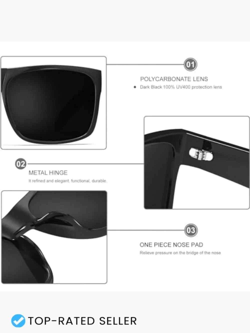 XL Wide Square Sunglasses Oversized Frame Ultra Dark Lens Men Accessories